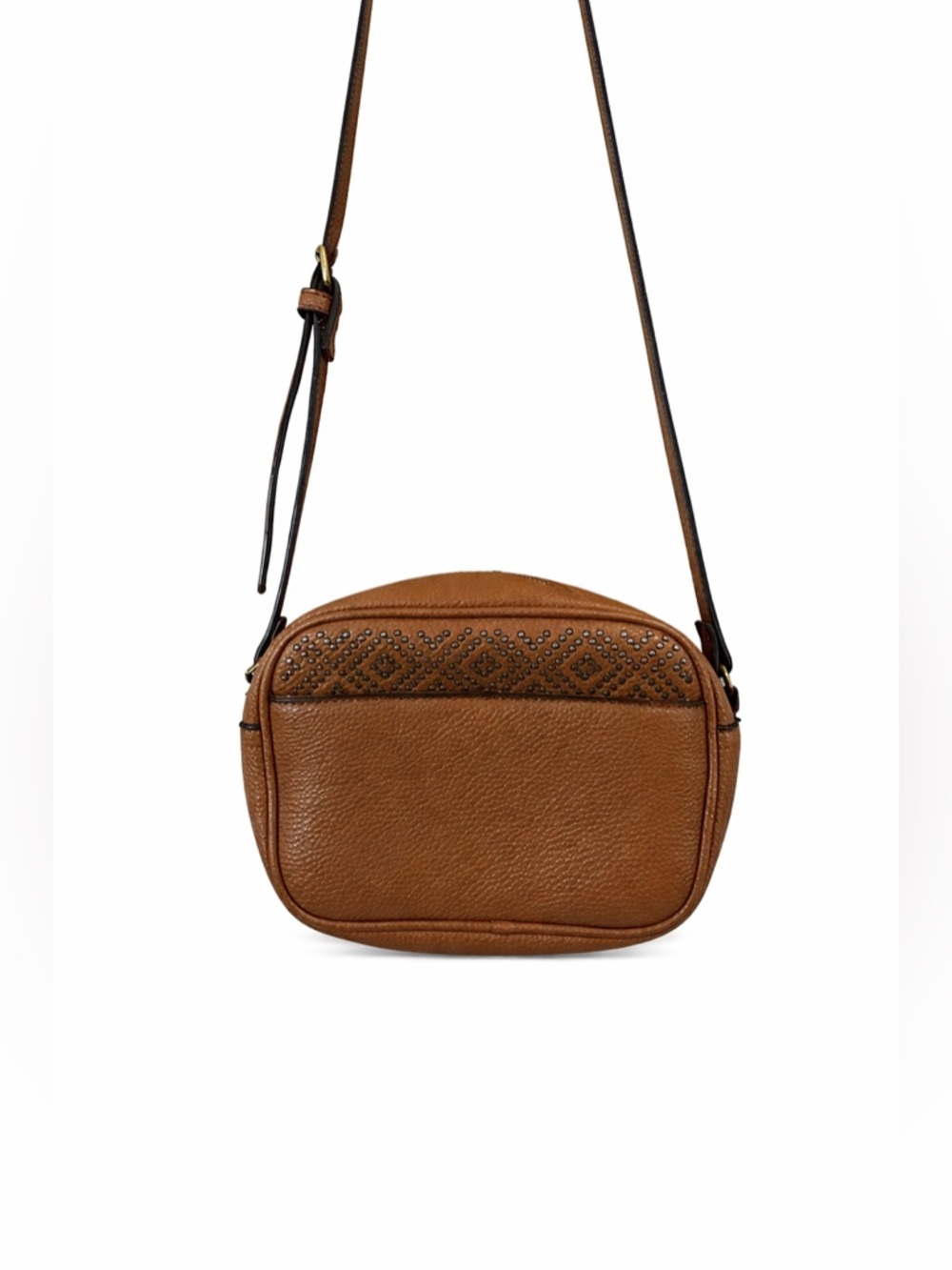 G.H. BASS & CO. Women's Cognac Leather Studded Crossbody Bag